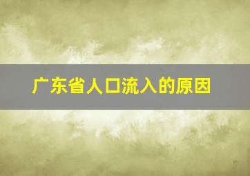 广东省人口流入的原因