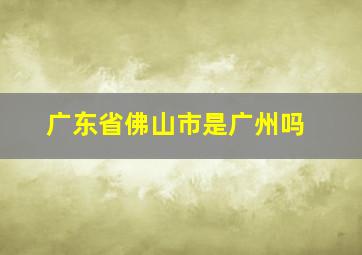 广东省佛山市是广州吗