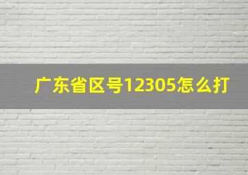 广东省区号12305怎么打