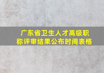 广东省卫生人才高级职称评审结果公布时间表格