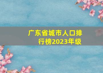 广东省城市人口排行榜2023年级