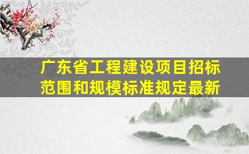 广东省工程建设项目招标范围和规模标准规定最新