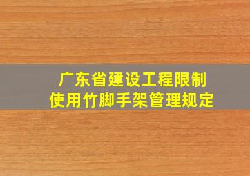 广东省建设工程限制使用竹脚手架管理规定