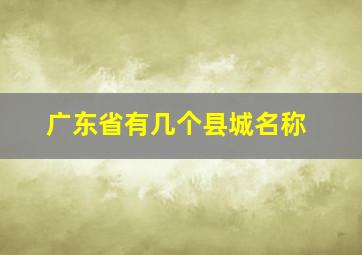 广东省有几个县城名称