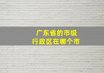 广东省的市级行政区在哪个市