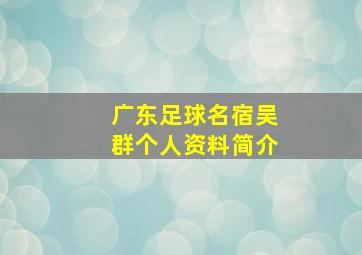 广东足球名宿吴群个人资料简介