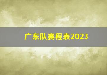 广东队赛程表2023