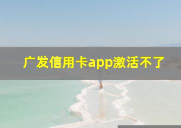 广发信用卡app激活不了