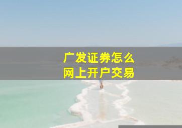 广发证券怎么网上开户交易