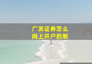 广发证券怎么网上开户的呢