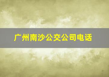 广州南沙公交公司电话