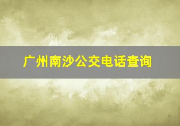 广州南沙公交电话查询