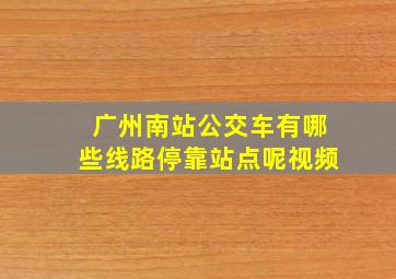 广州南站公交车有哪些线路停靠站点呢视频