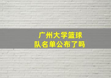 广州大学篮球队名单公布了吗