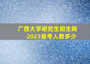 广西大学研究生招生网2023报考人数多少