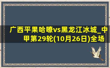 广西平果哈嘹vs黑龙江冰城_中甲第29轮(10月26日)全场录像