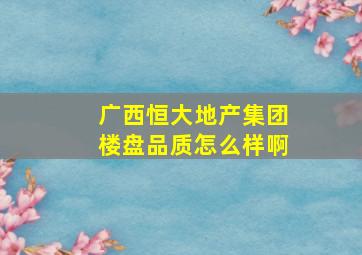 广西恒大地产集团楼盘品质怎么样啊