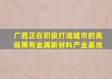 广西正在积极打造城市的高端稀有金属新材料产业基地