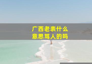 广西老表什么意思骂人的吗