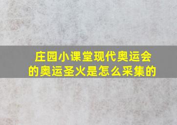 庄园小课堂现代奥运会的奥运圣火是怎么采集的