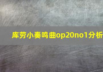 库劳小奏鸣曲op20no1分析