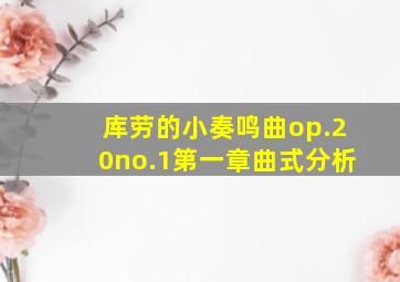 库劳的小奏鸣曲op.20no.1第一章曲式分析