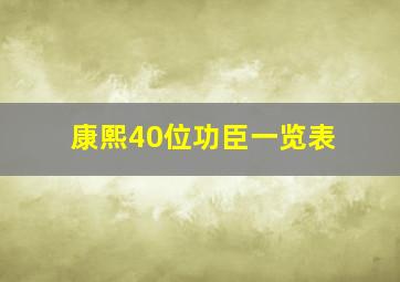 康熙40位功臣一览表