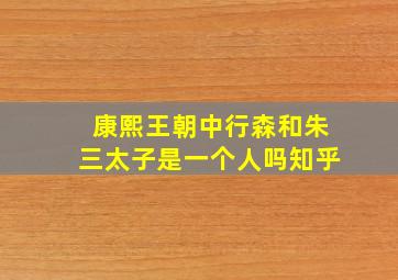 康熙王朝中行森和朱三太子是一个人吗知乎