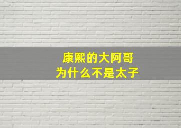 康熙的大阿哥为什么不是太子