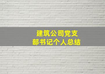 建筑公司党支部书记个人总结