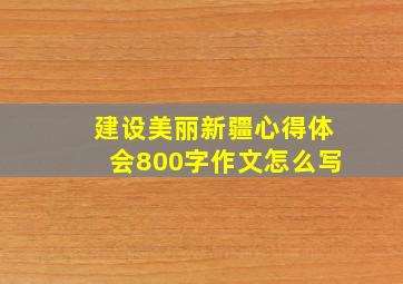 建设美丽新疆心得体会800字作文怎么写