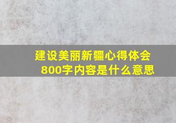 建设美丽新疆心得体会800字内容是什么意思