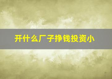 开什么厂子挣钱投资小