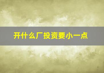 开什么厂投资要小一点