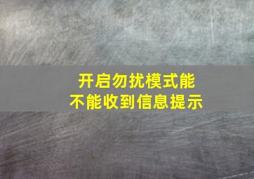 开启勿扰模式能不能收到信息提示