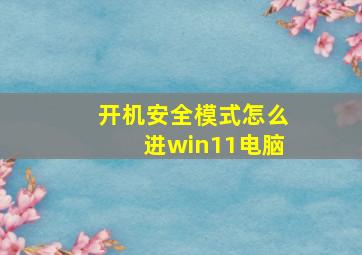 开机安全模式怎么进win11电脑