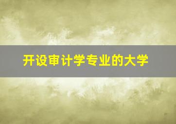 开设审计学专业的大学