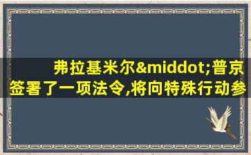 弗拉基米尔·普京签署了一项法令,将向特殊行动参与者