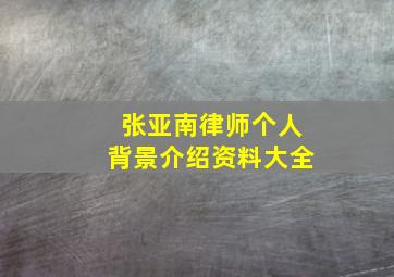 张亚南律师个人背景介绍资料大全