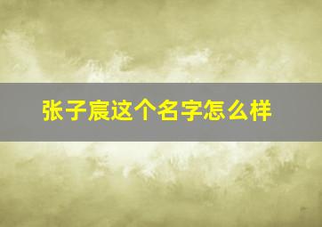 张子宸这个名字怎么样