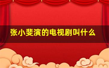 张小斐演的电视剧叫什么