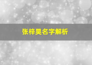 张梓昊名字解析