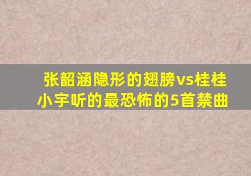 张韶涵隐形的翅膀vs桂桂小宇听的最恐怖的5首禁曲