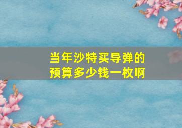 当年沙特买导弹的预算多少钱一枚啊