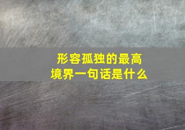 形容孤独的最高境界一句话是什么