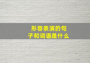 形容表演的句子和词语是什么