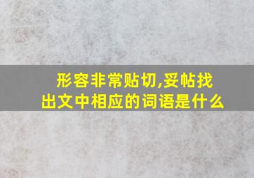 形容非常贴切,妥帖找出文中相应的词语是什么