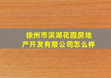 徐州市滨湖花园房地产开发有限公司怎么样