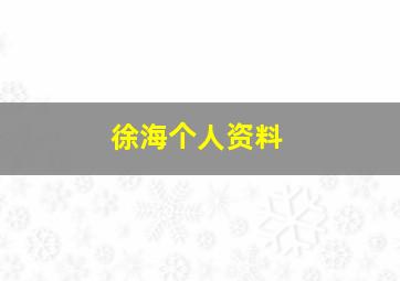 徐海个人资料