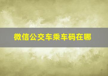 微信公交车乘车码在哪